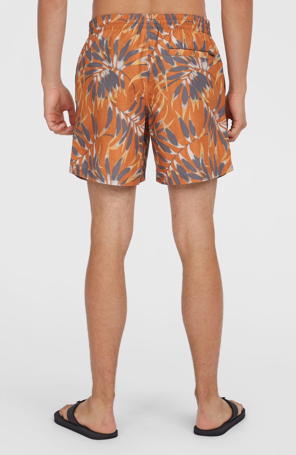 Cali Floral 16'' Swim Shorts Men - Orange Dipped Leaves