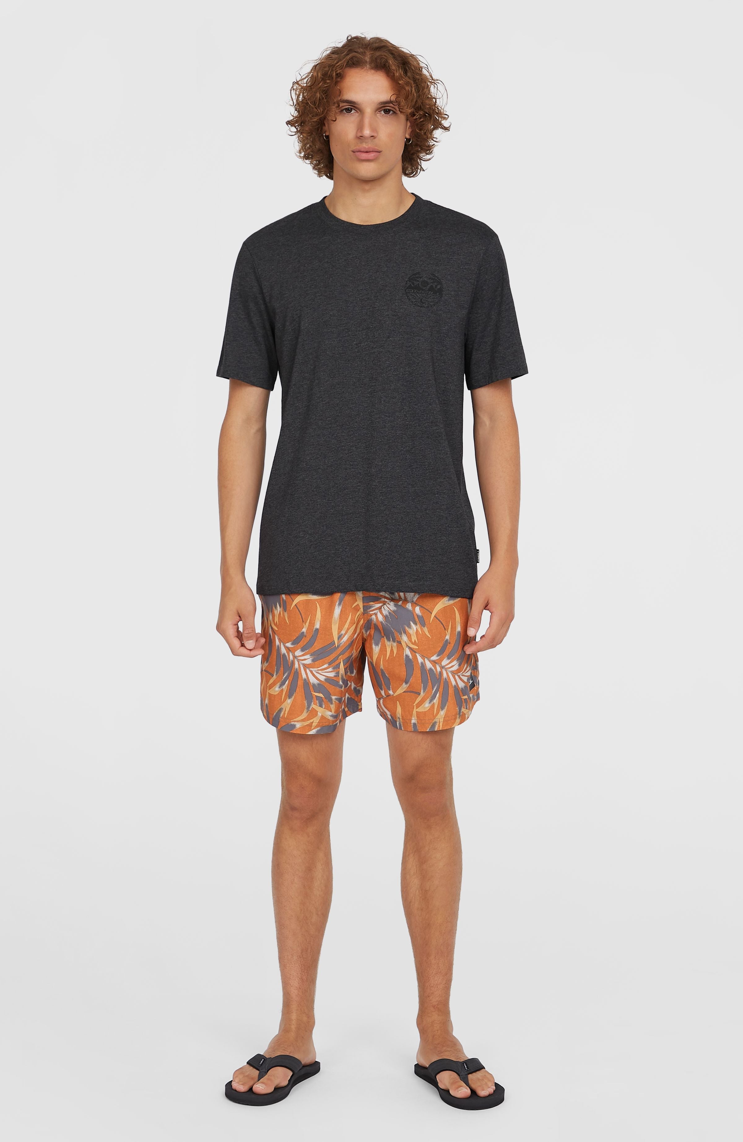 Cali Floral 16'' Swim Shorts Men - Orange Dipped Leaves