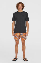 Cali Floral 16'' Swim Shorts Men - Orange Dipped Leaves