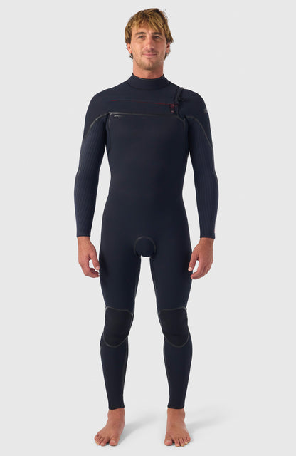 Hyperfreak Fire 4/3mm+ Chest Zip Full Wetsuit Men|Wetsuits - BLACK/BLACK