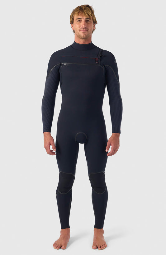 Hyperfreak Fire 4/3mm+ Chest Zip Full Wetsuit Men|Wetsuits - BLACK/BLACK