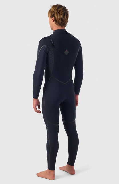Hyperfreak Fire 4/3mm+ Chest Zip Full Wetsuit Men|Wetsuits - BLACK/BLACK