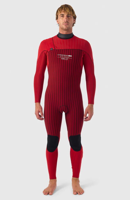 Hyperfreak Fire 3/2mm+ Chest Zip Full Wetsuit Men|Wetsuits - BLACK/BLACK