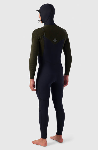 O'Neill Men Hyperfreak 5/4mm Chest Zip Full Wetsuit with Hood Men – O'Neill Men|Wetsuits - BLACK/BLACK