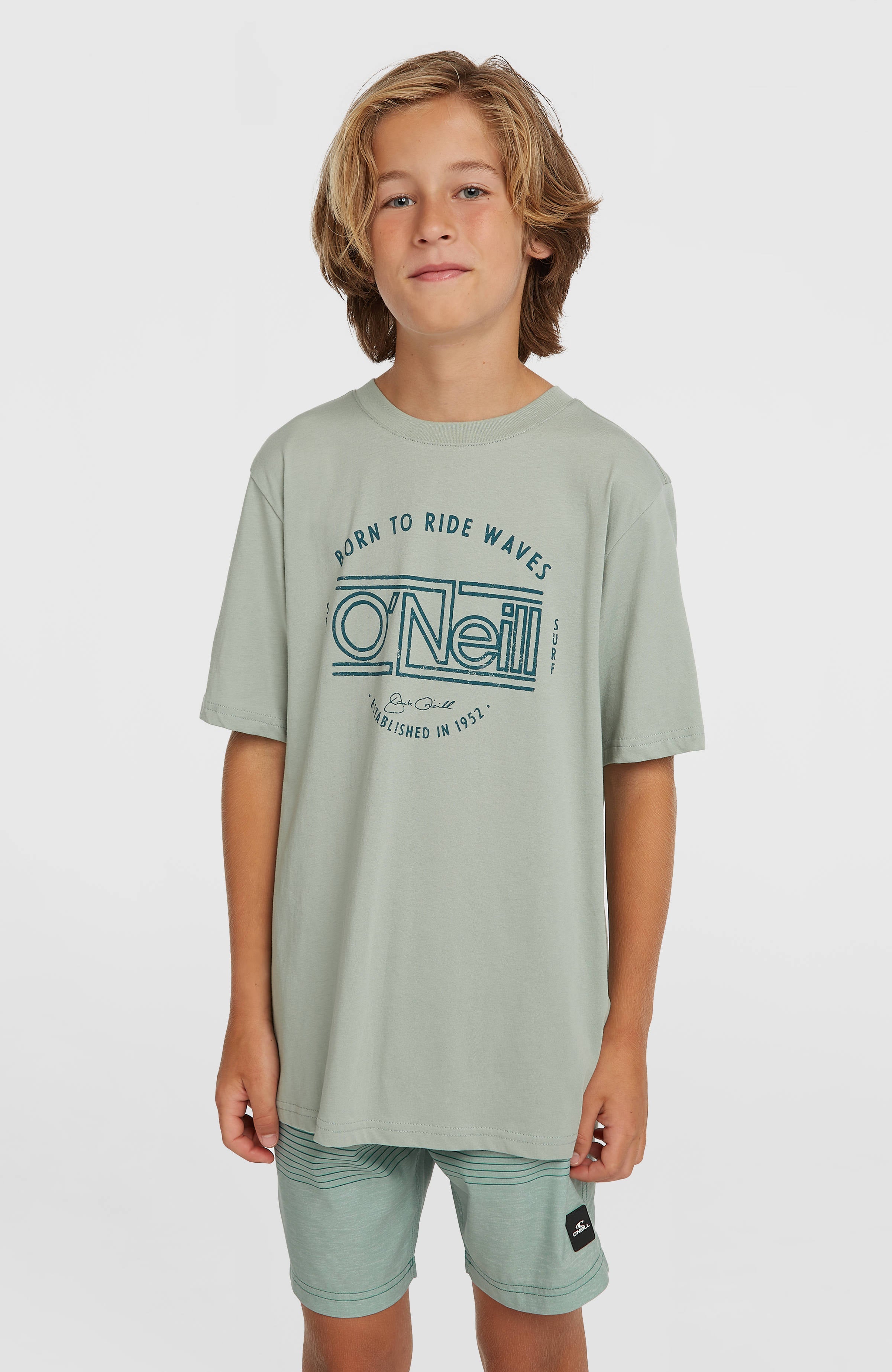 O'Neill Logo Stripe Swimshorts Kids - Boys Green Heritage O'Neill