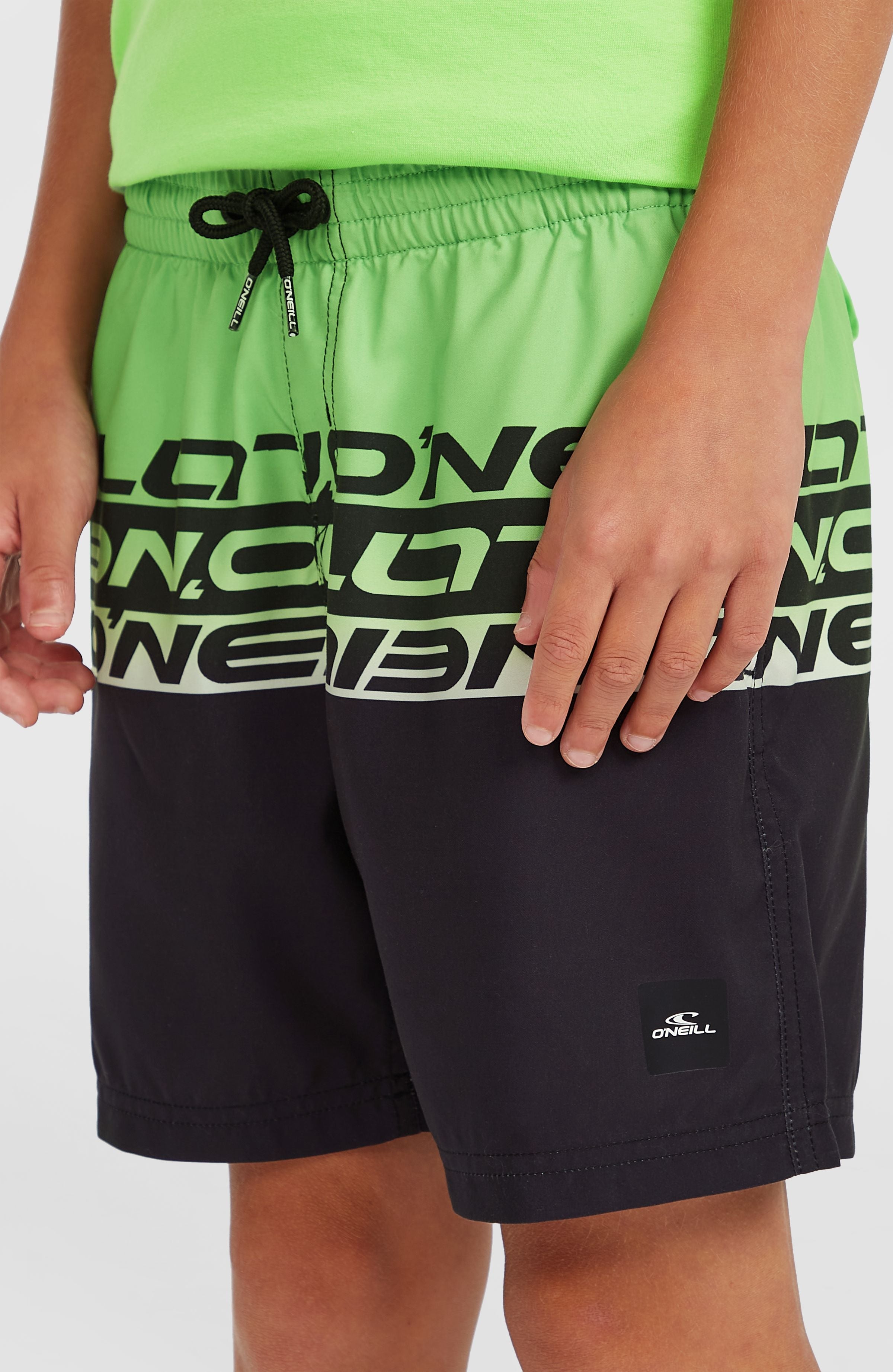 Cali Stripe 14'' Swim Shorts Kids - Green Upside Down
