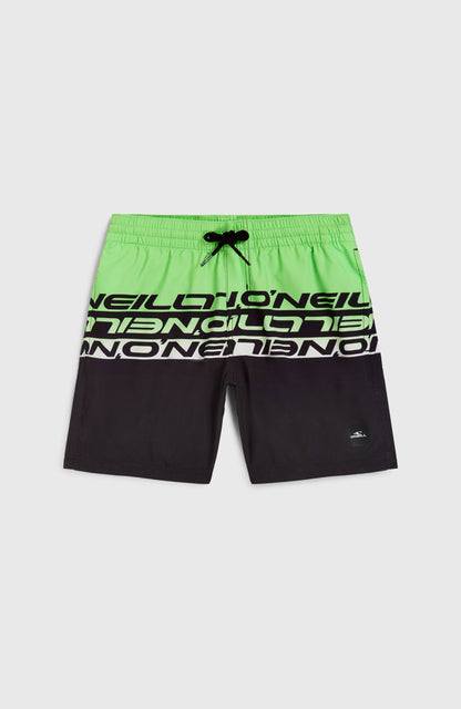 Cali Stripe 14'' Swim Shorts Kids - Green Upside Down