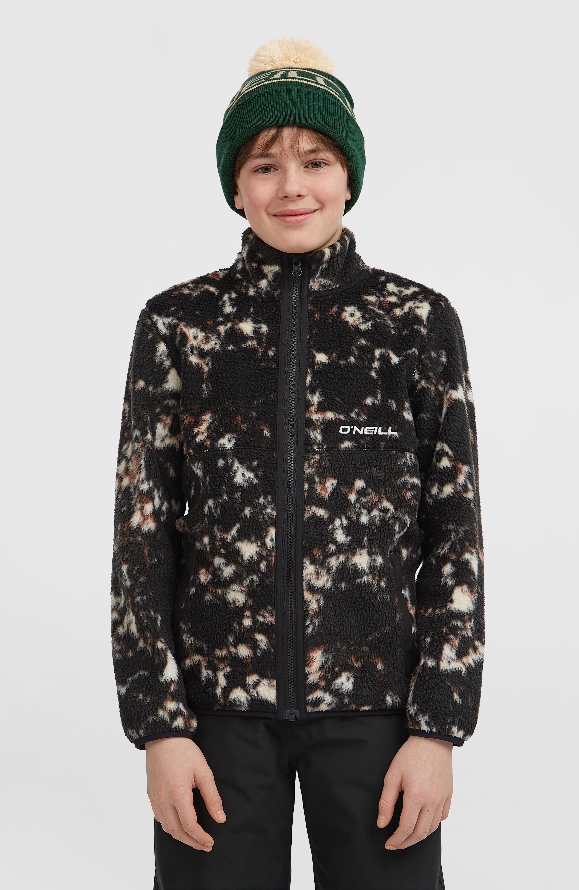High-Pile Full-Zip Fleece Kids - Black/Beige Quarry