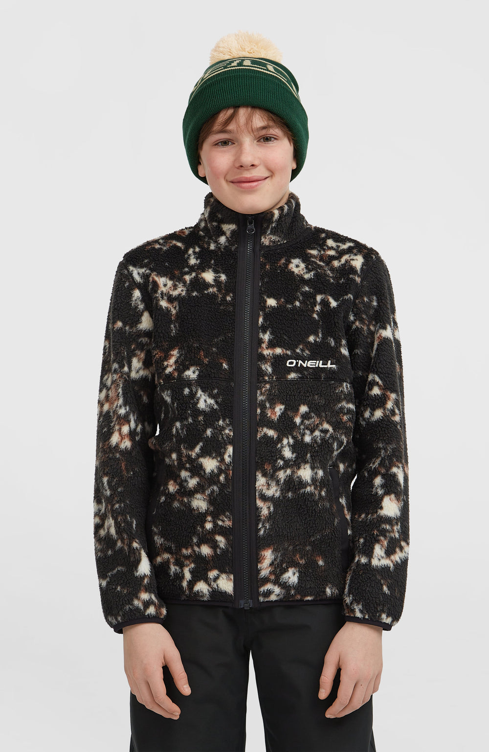High-Pile Full-Zip Fleece Kids - Black/Beige Quarry