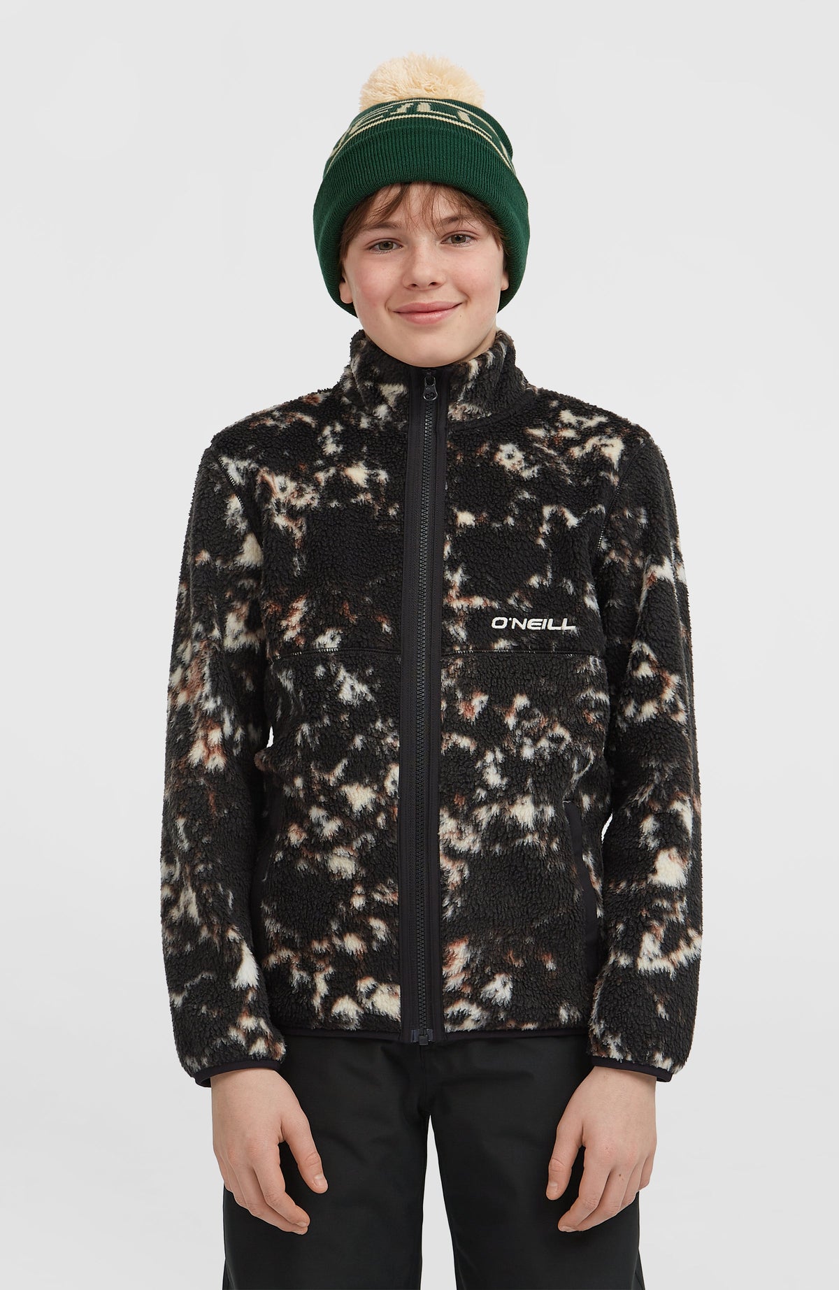 High-Pile Full-Zip Fleece Kids - Black/Beige Quarry
