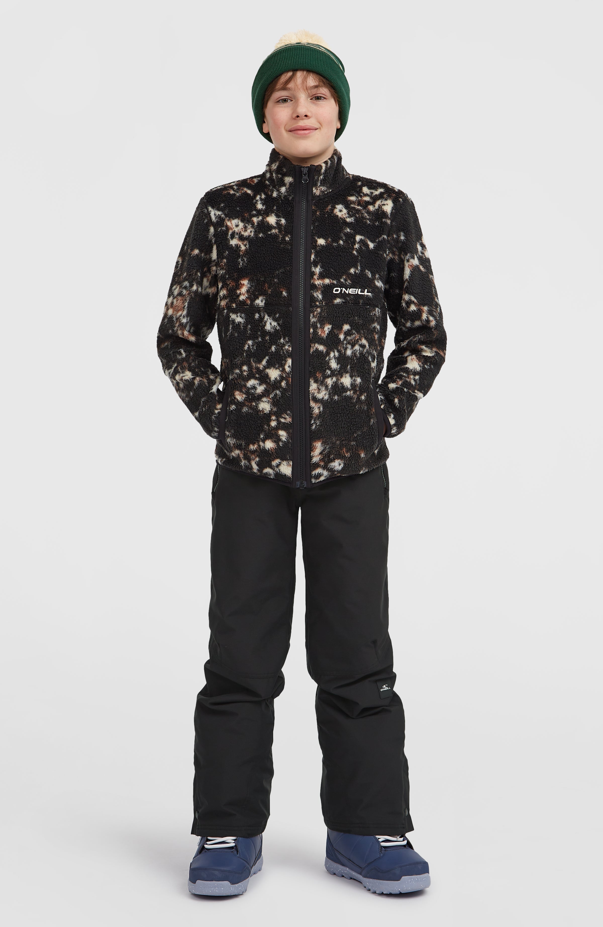 High-Pile Full-Zip Fleece Kids - Black/Beige Quarry
