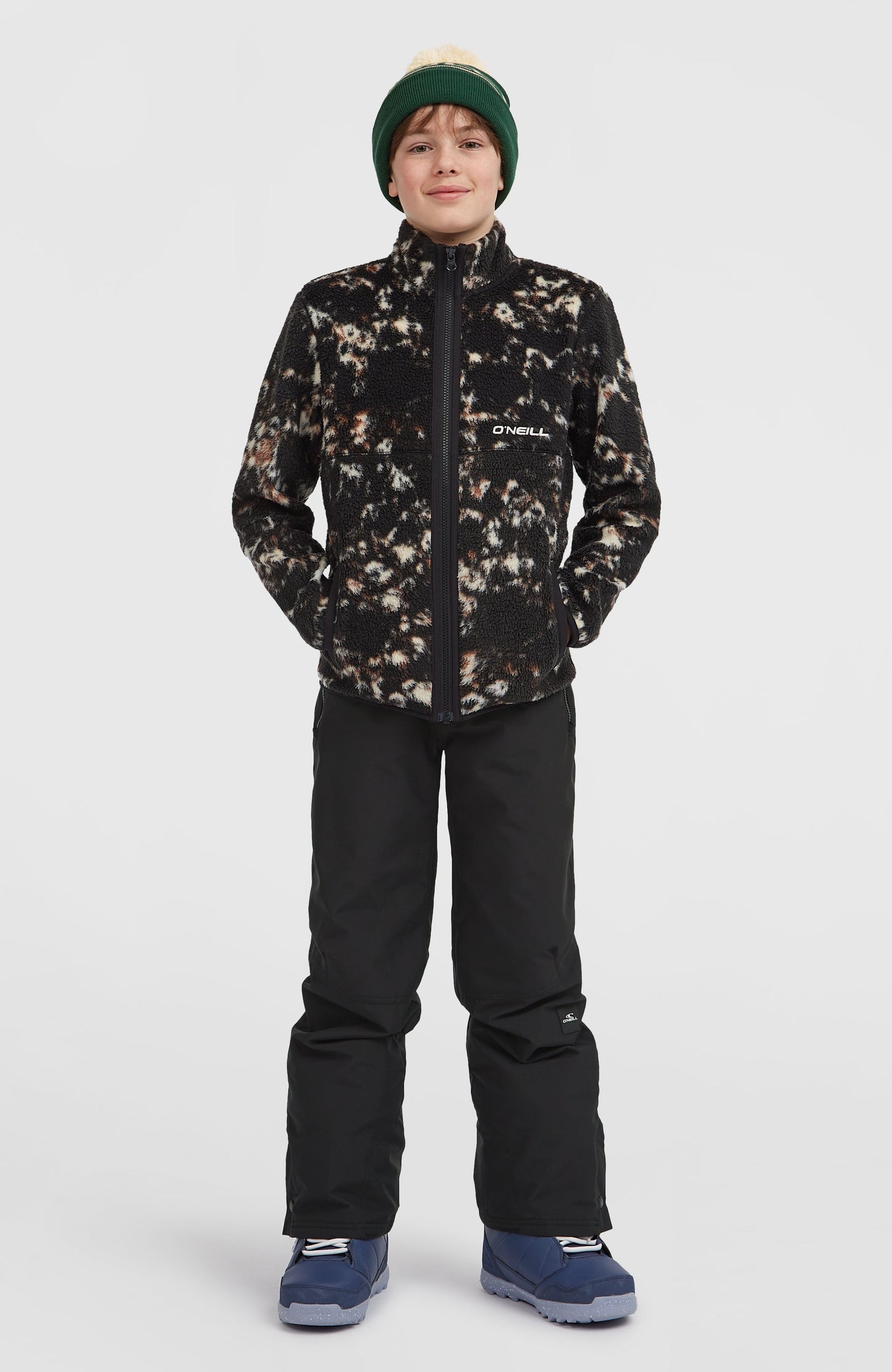 High-Pile Full-Zip Fleece Kids - Black/Beige Quarry