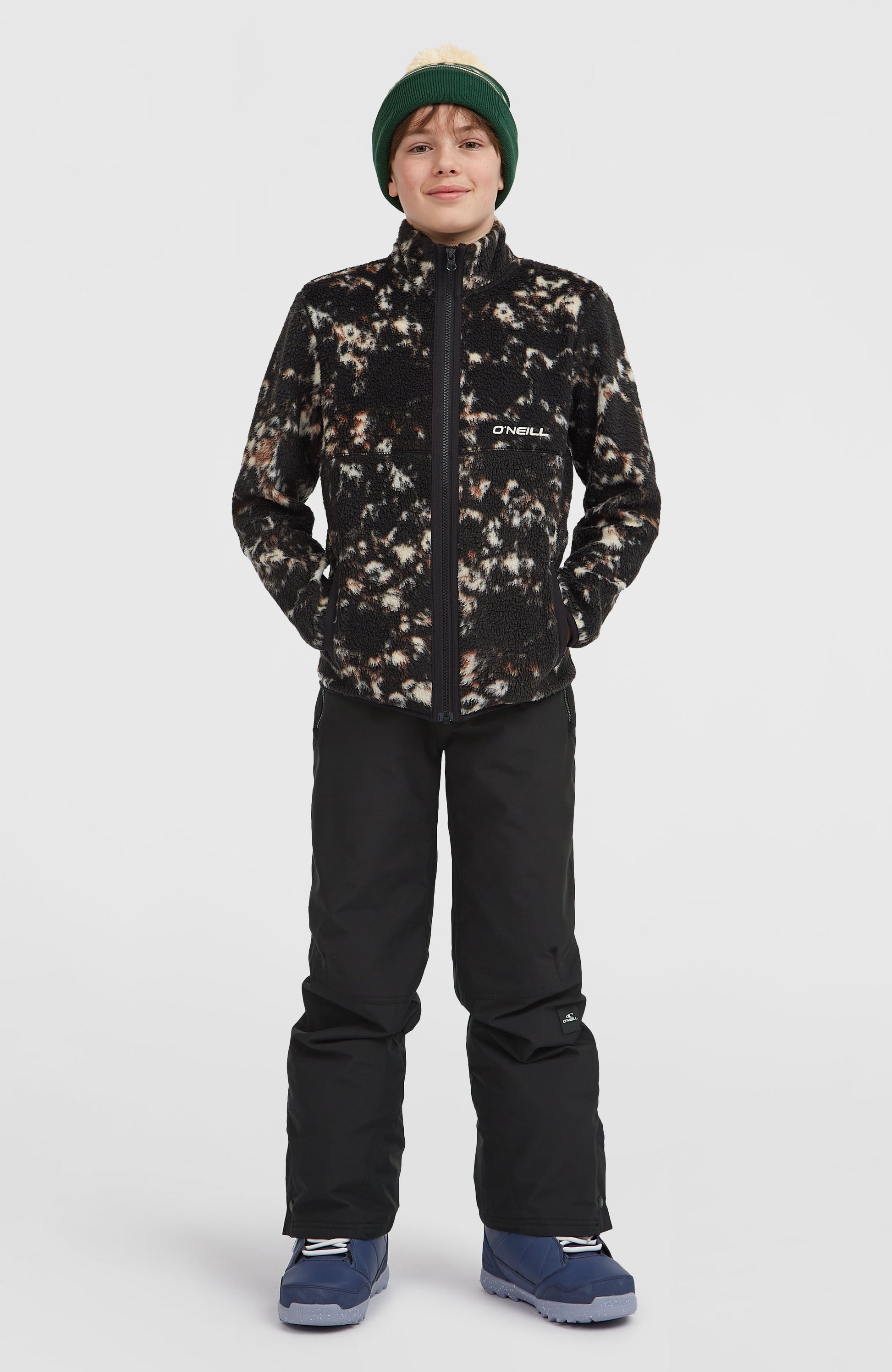 High-Pile Full-Zip Fleece Kids - Black/Beige Quarry
