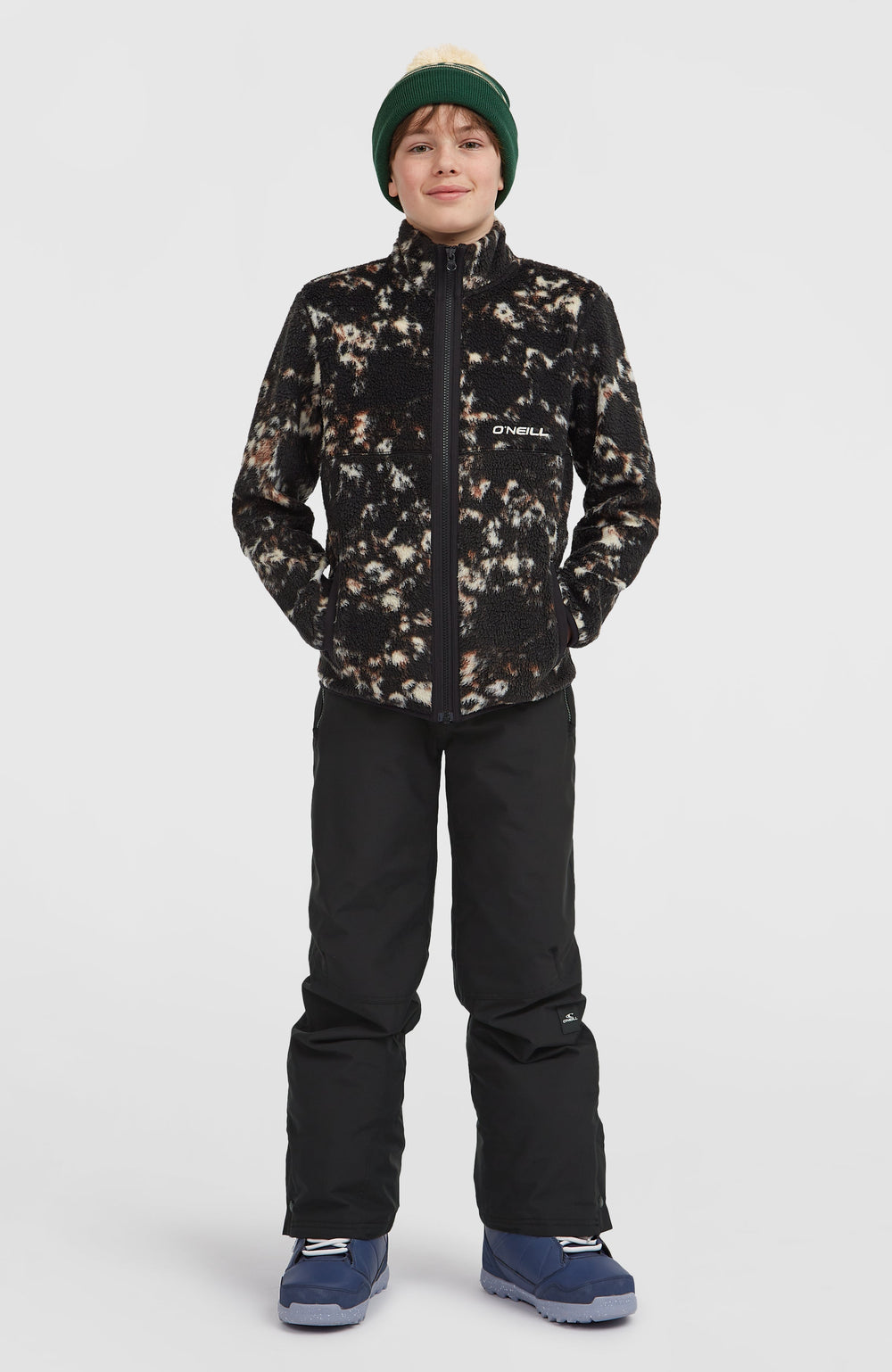 High-Pile Full-Zip Fleece Kids - Black/Beige Quarry