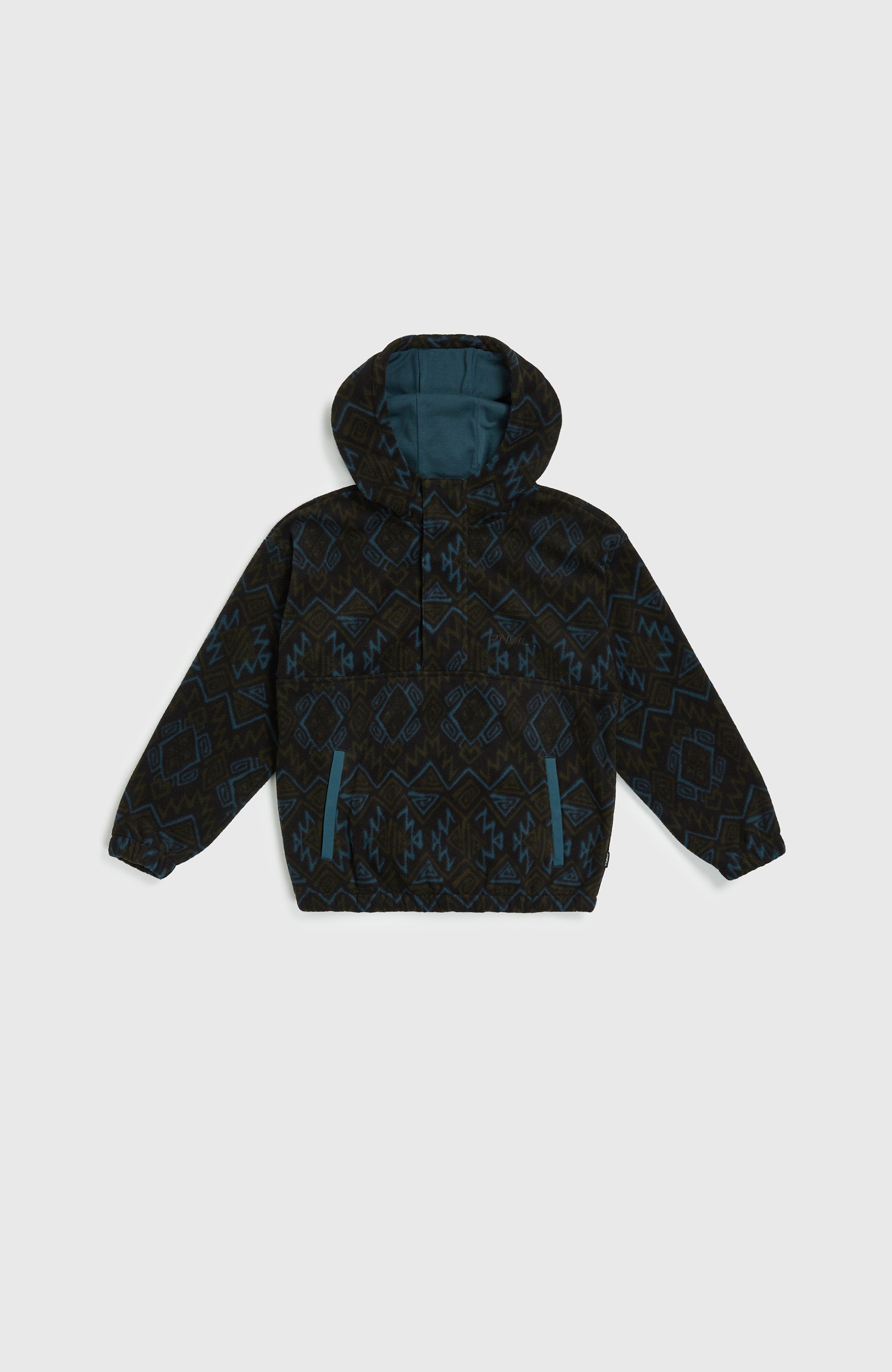 Superfleece Half-Zip Hoodie Kids - Black Retro Ikat
