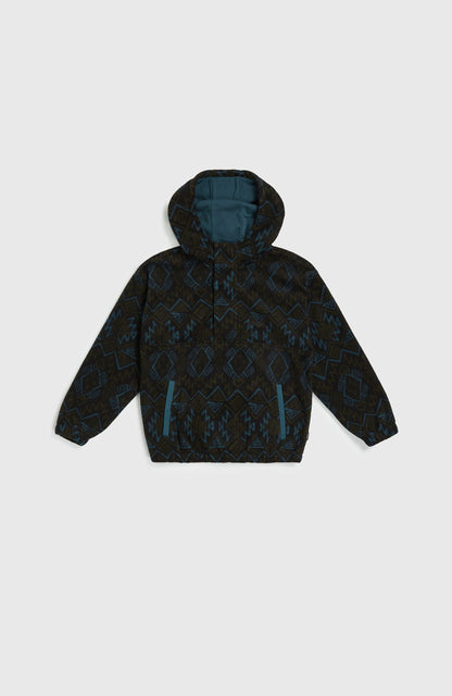 Superfleece Half-Zip Hoodie Kids - Black Retro Ikat