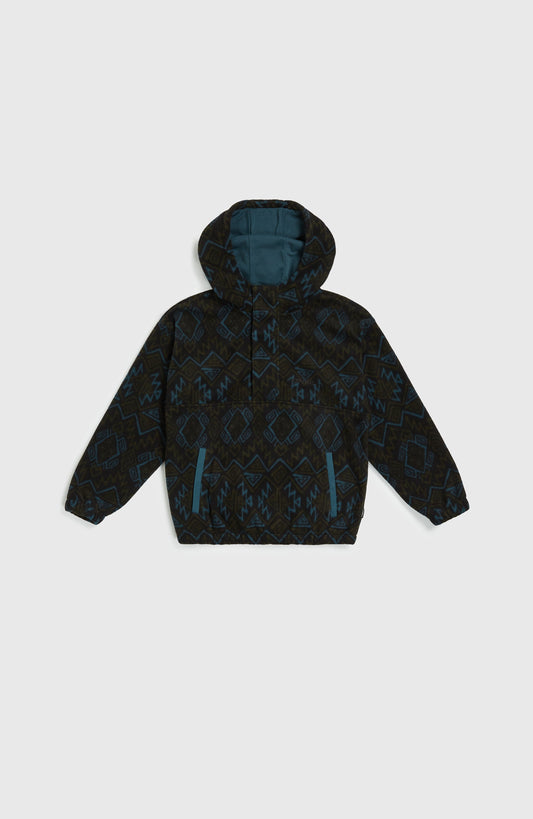 Superfleece Half-Zip Hoodie Kids - Black Retro Ikat