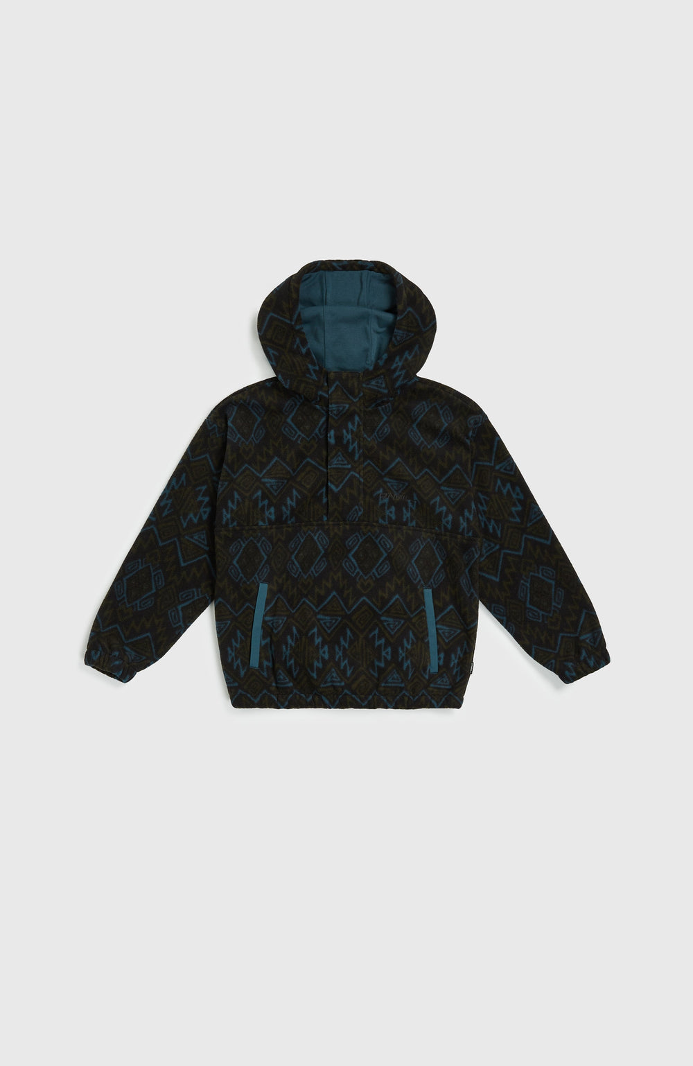 Superfleece Half-Zip Hoodie Kids - Black Retro Ikat