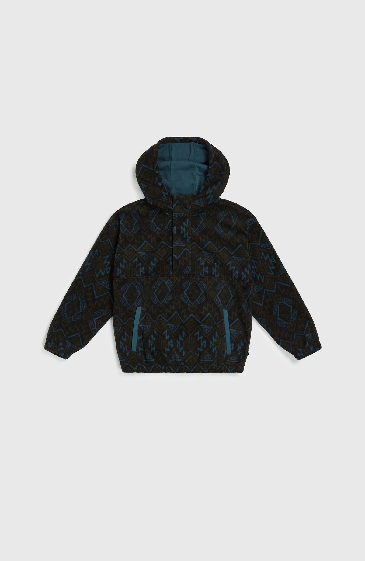 Superfleece Half-Zip Hoodie Kids - Black Retro Ikat