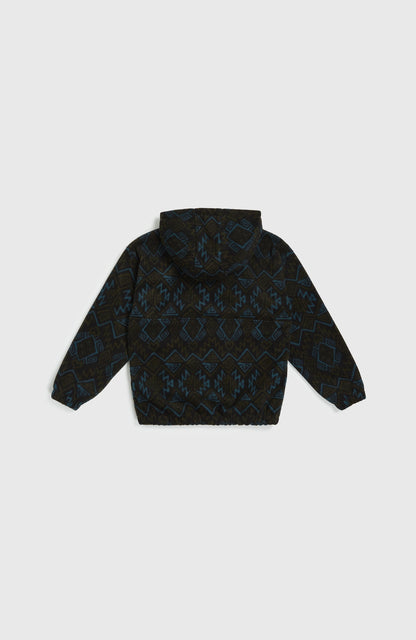 Superfleece Half-Zip Hoodie Kids - Black Retro Ikat