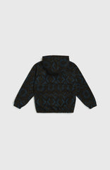 Superfleece Half-Zip Hoodie Kids - Black Retro Ikat