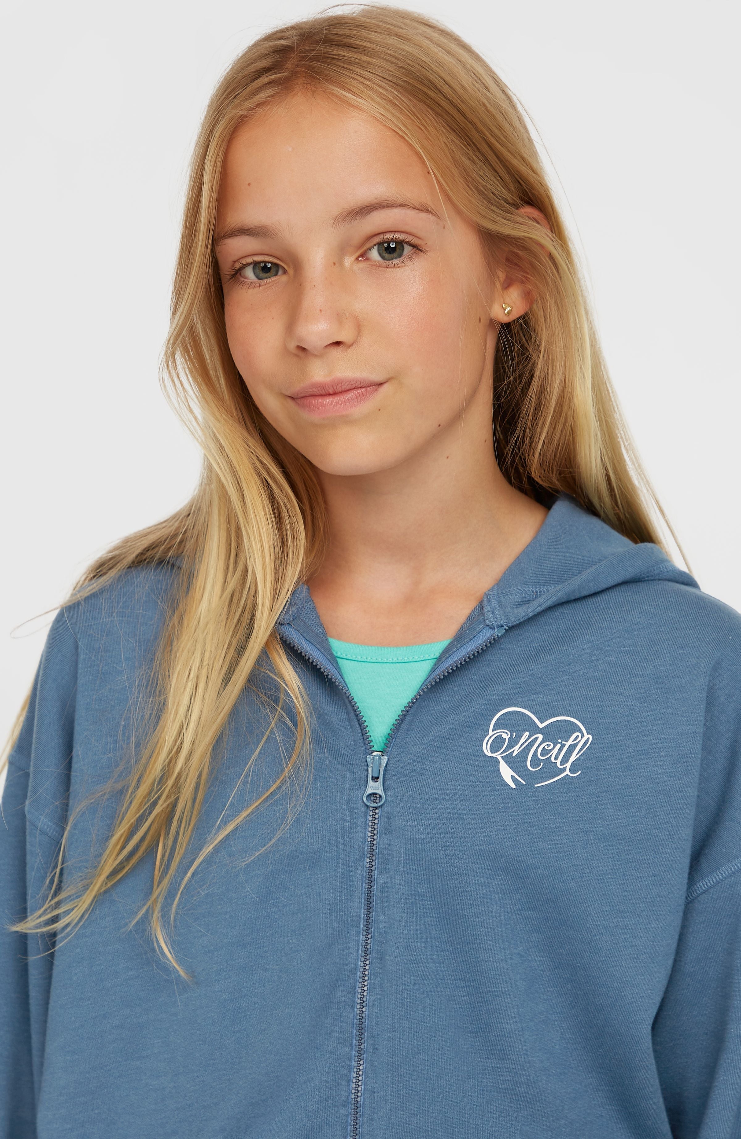 Script Falf-Zip Hoodie Kids - Copen Blue