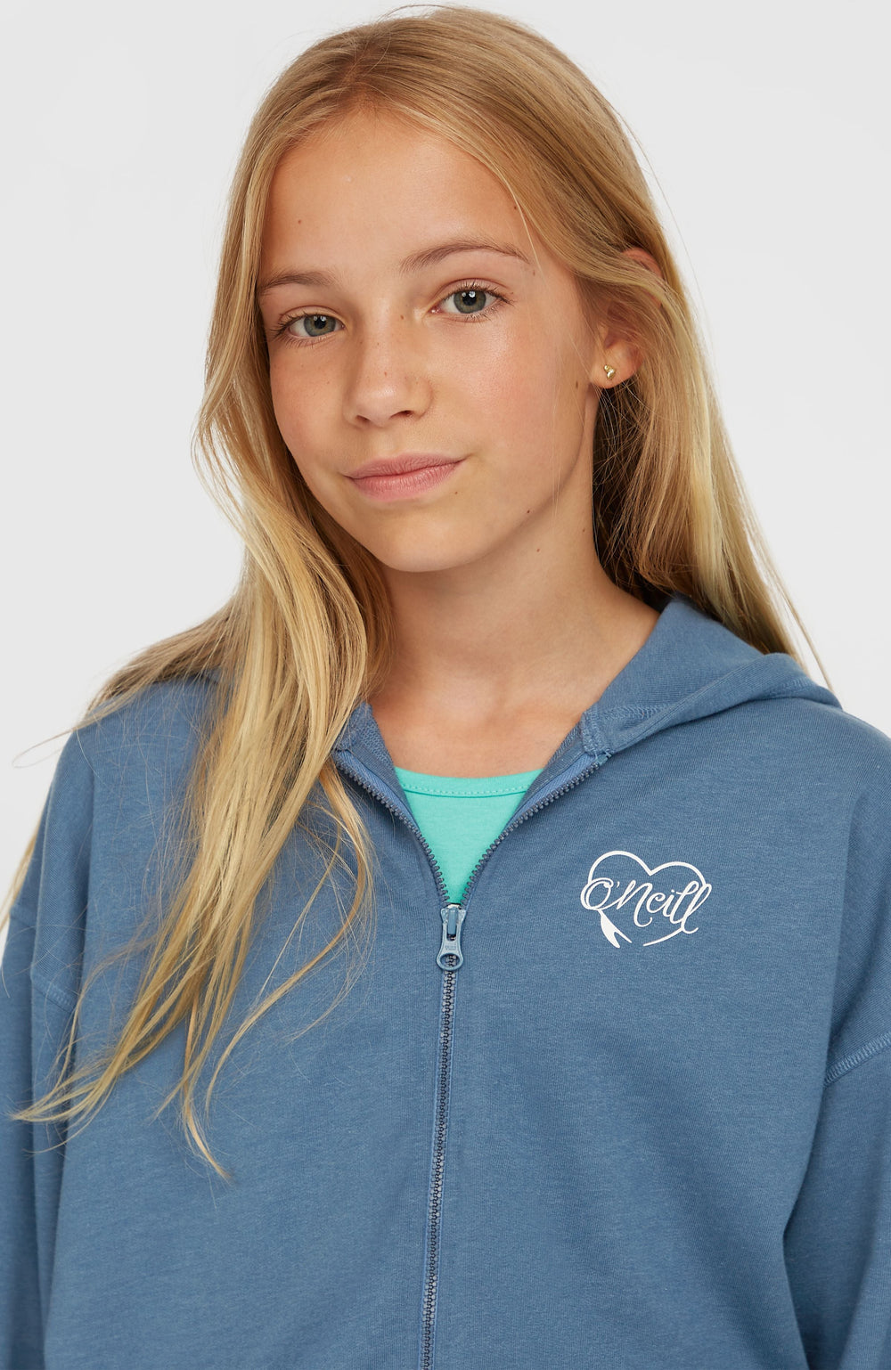 Script Falf-Zip Hoodie Kids - Copen Blue