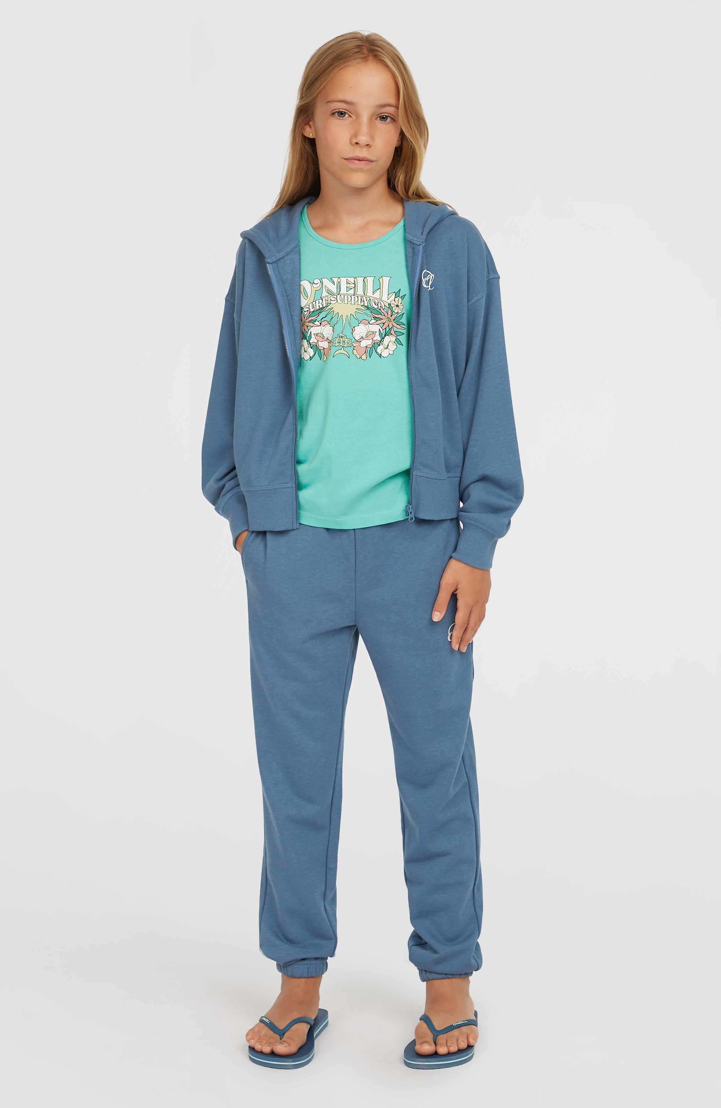 Script Falf-Zip Hoodie Kids - Copen Blue
