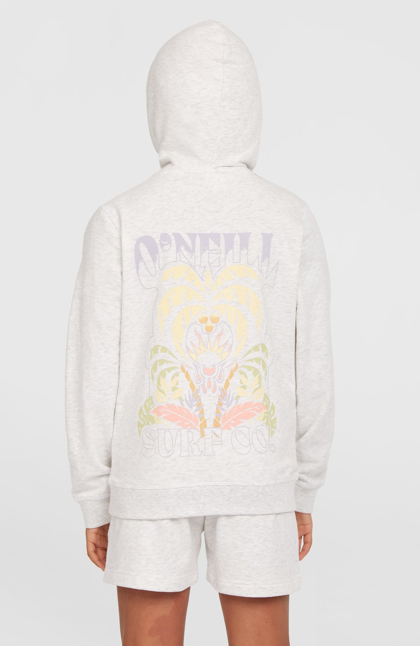 Back Print Hoodie Kids - White Melange