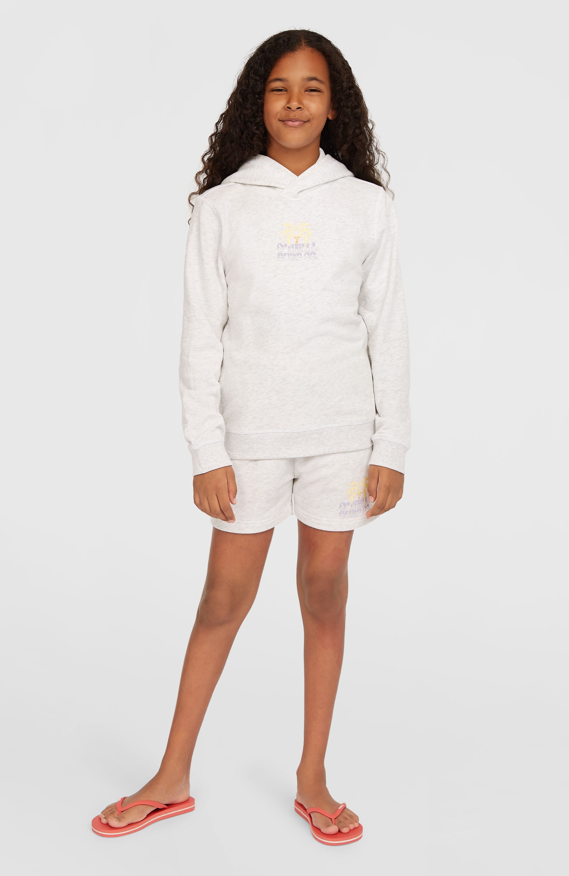 Back Print Hoodie Kids - White Melange