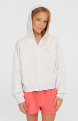Script Falf-Zip Hoodie Kids - White Melange