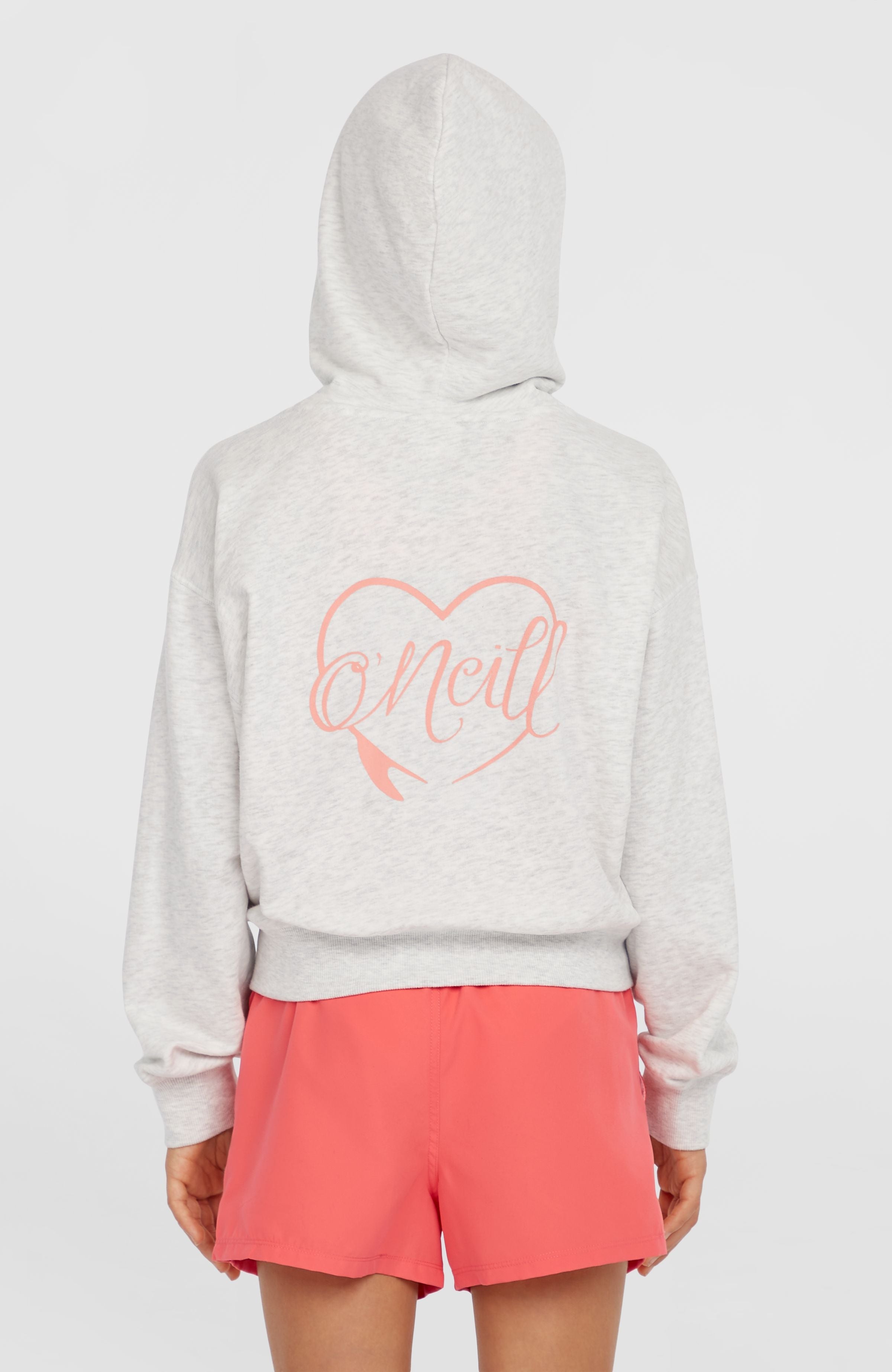 Script Falf-Zip Hoodie Kids - White Melange