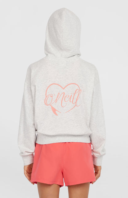 Script Falf-Zip Hoodie Kids - White Melange
