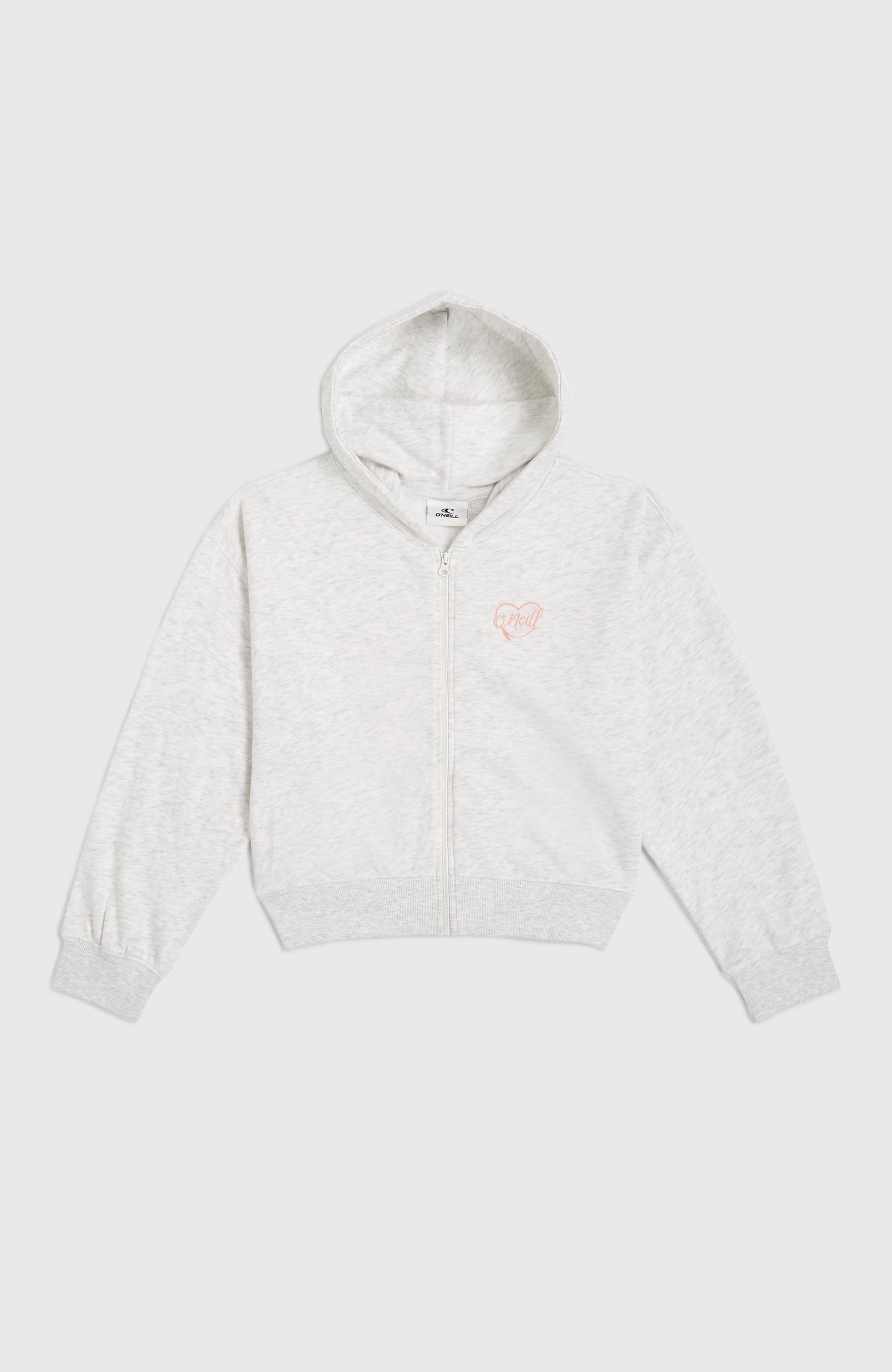 Script Falf-Zip Hoodie Kids - White Melange