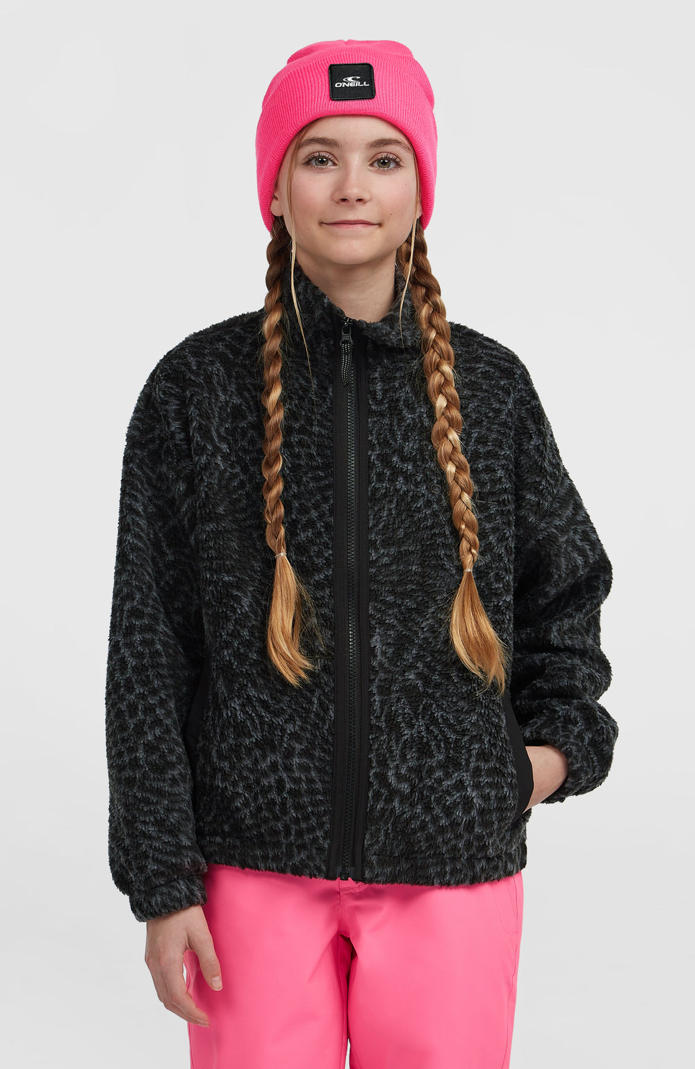 High-Pile Full-Zip Fleece Kids - Black Animalica
