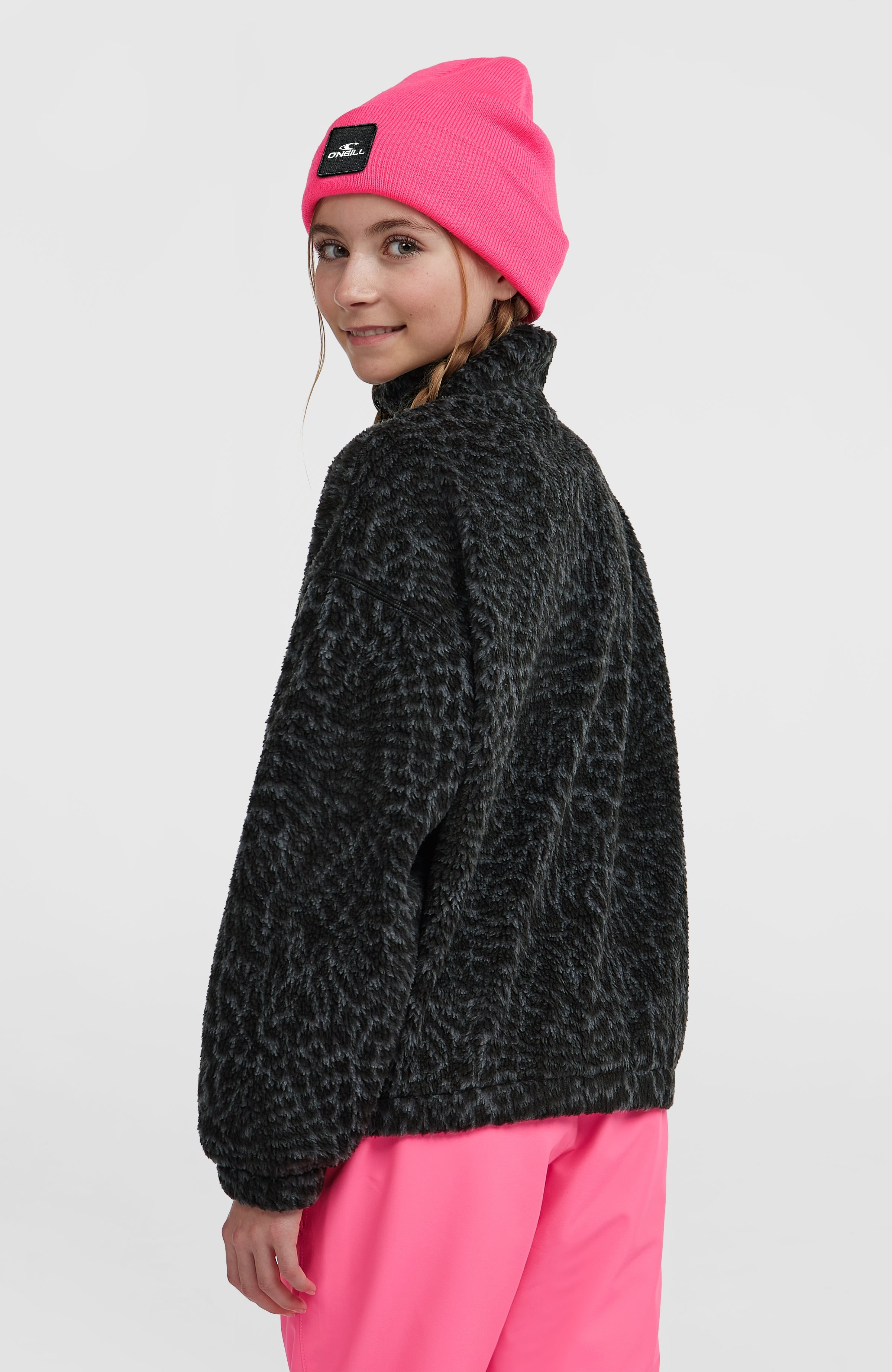 High-Pile Full-Zip Fleece Kids - Black Animalica