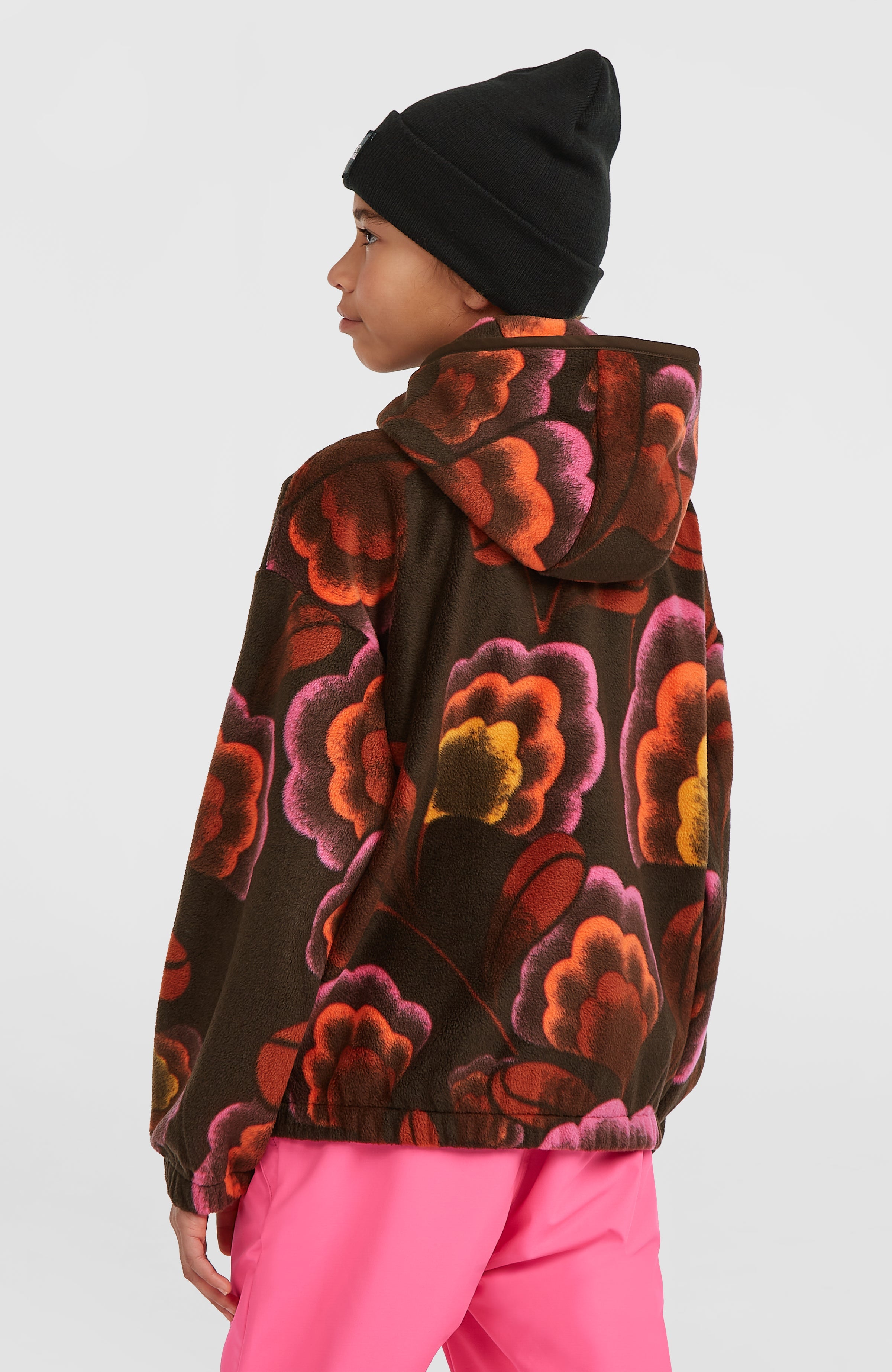 Superfleece Half-Zip Hoodie Kids - Brown Originals Flower