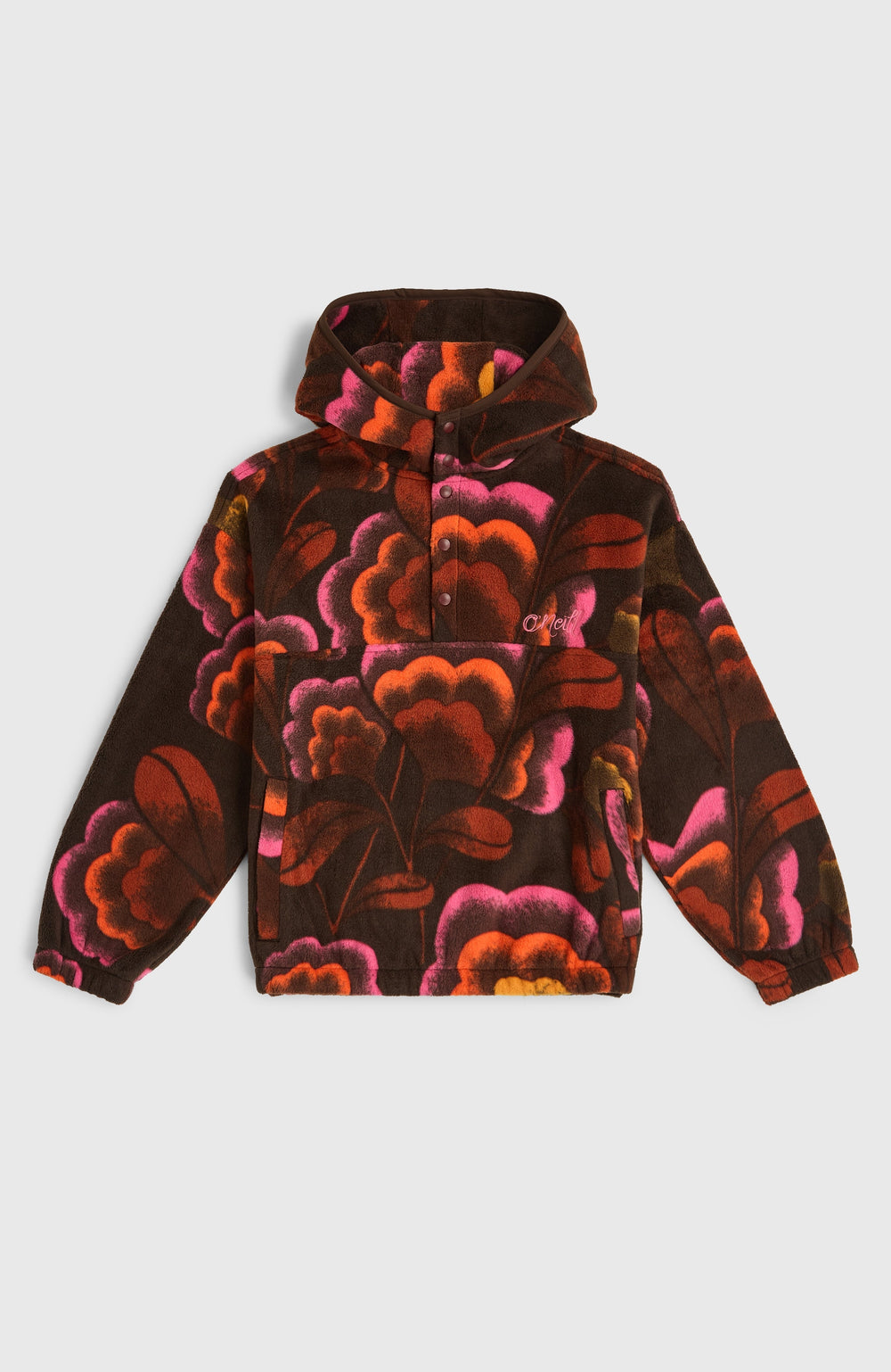 Superfleece Half-Zip Hoodie Kids - Brown Originals Flower
