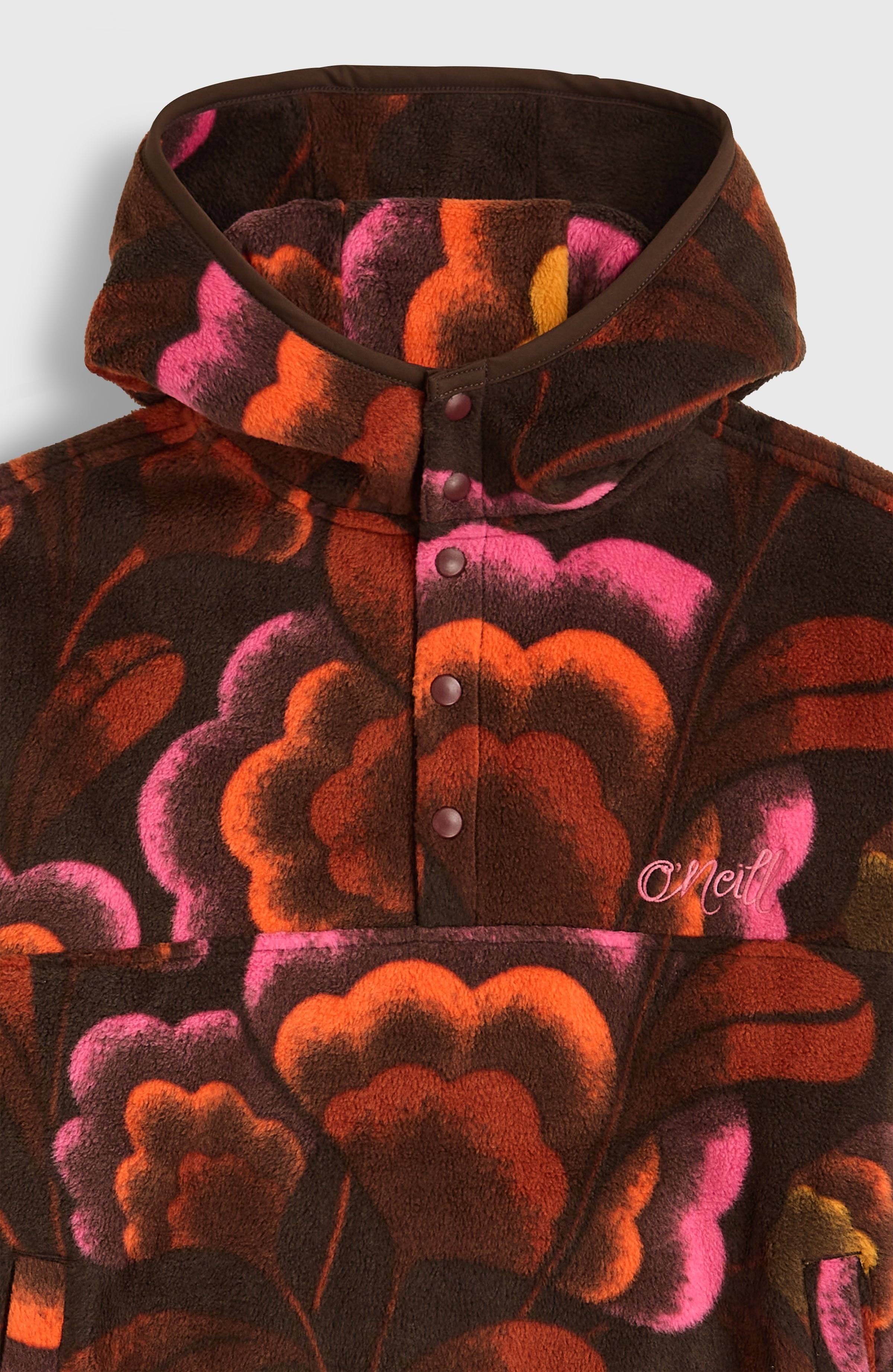 Superfleece Half-Zip Hoodie Kids - Brown Originals Flower