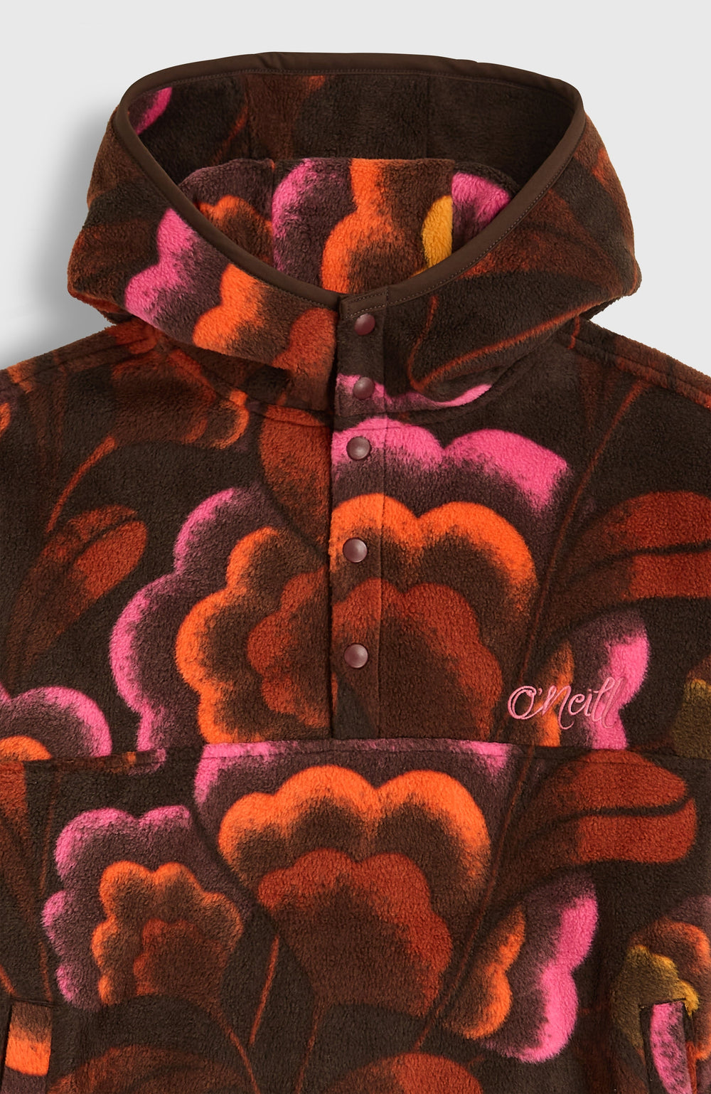 Superfleece Half-Zip Hoodie Kids - Brown Originals Flower