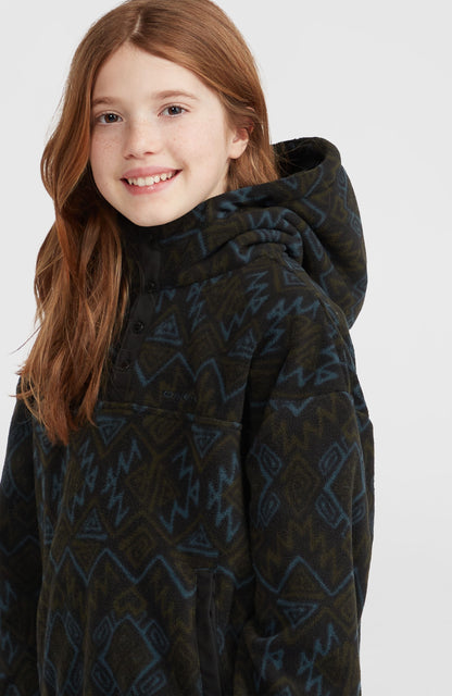 Superfleece Half-Zip Hoodie Kids - Black Retro Ikat