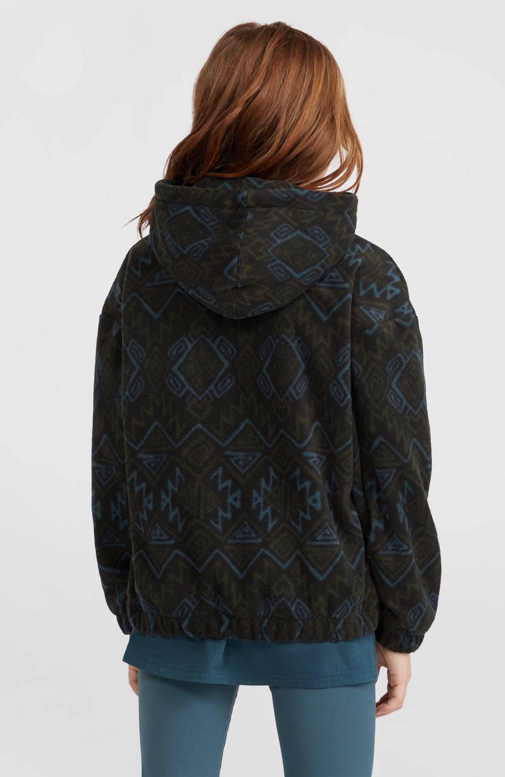Superfleece Half-Zip Hoodie Kids - Black Retro Ikat
