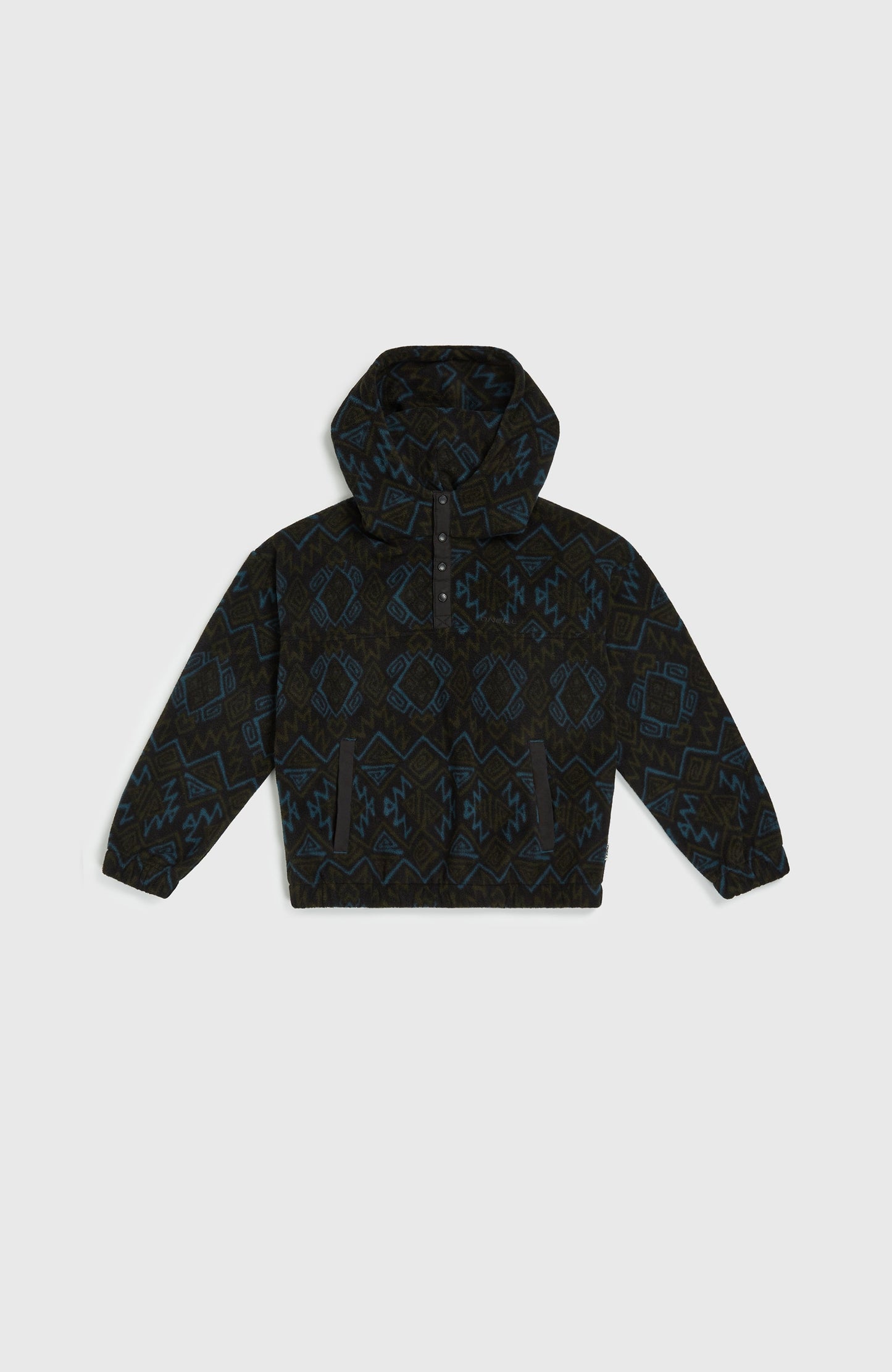 Superfleece Half-Zip Hoodie Kids - Black Retro Ikat