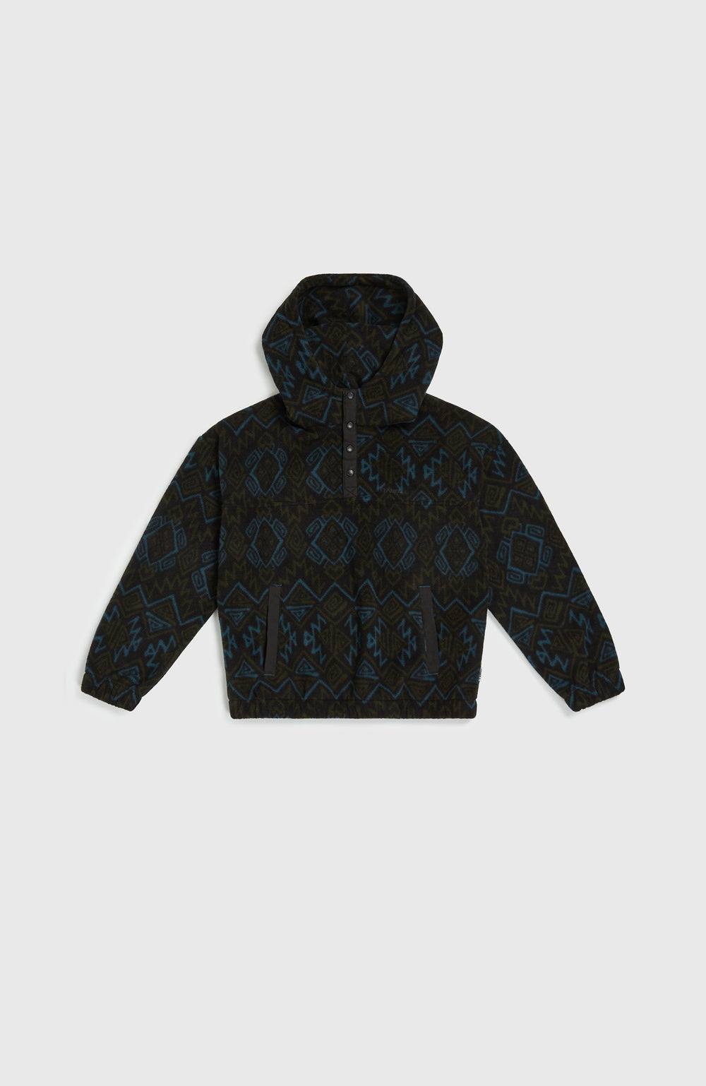 Superfleece Half-Zip Hoodie Kids - Black Retro Ikat
