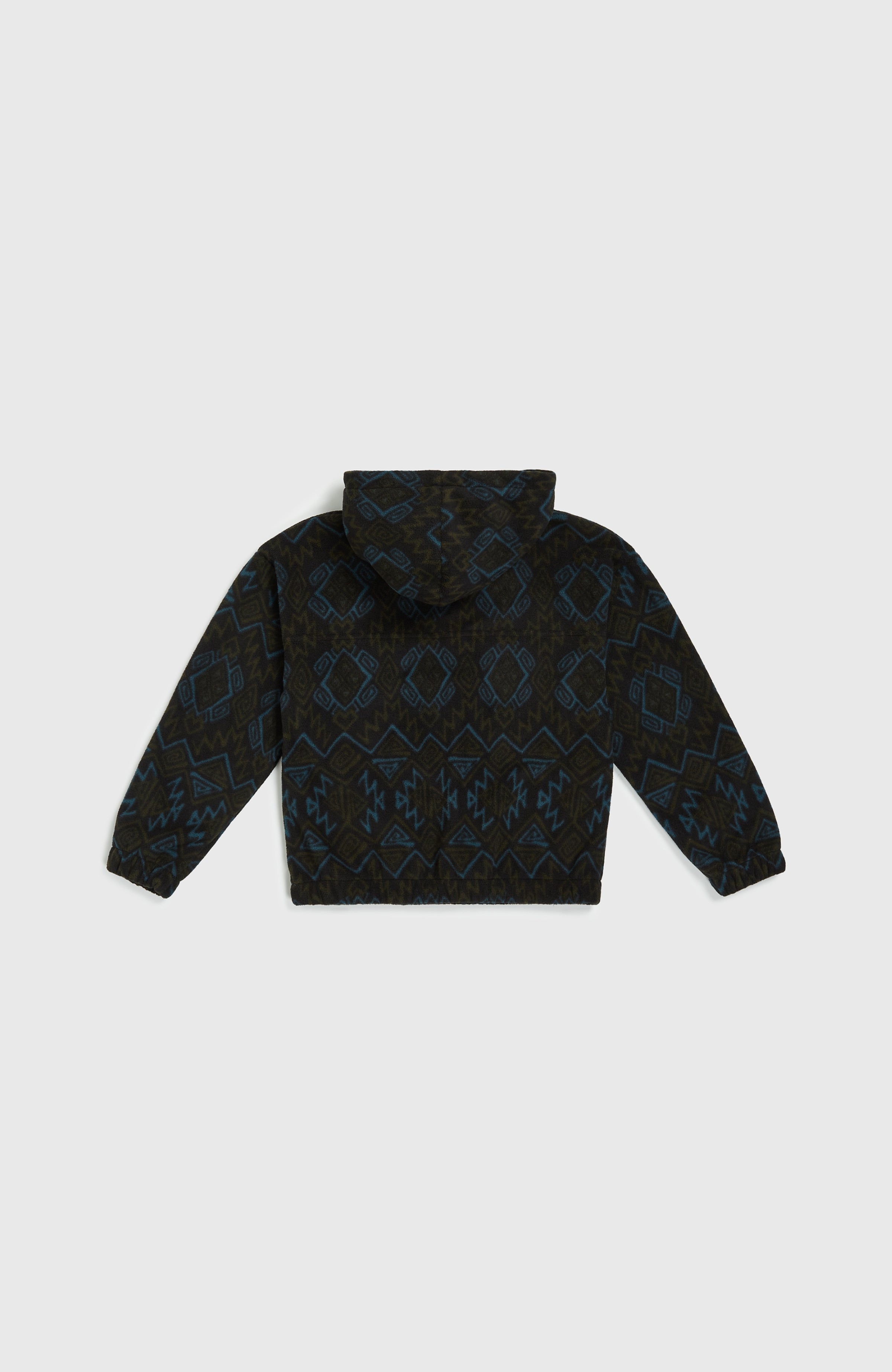 Superfleece Half-Zip Hoodie Kids - Black Retro Ikat