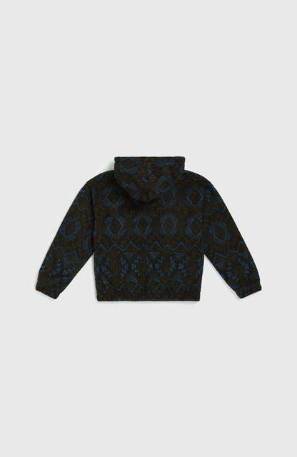 Superfleece Half-Zip Hoodie Kids - Black Retro Ikat