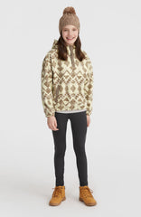 Superfleece Half-Zip Hoodie Kids - Grey Retro Ikat