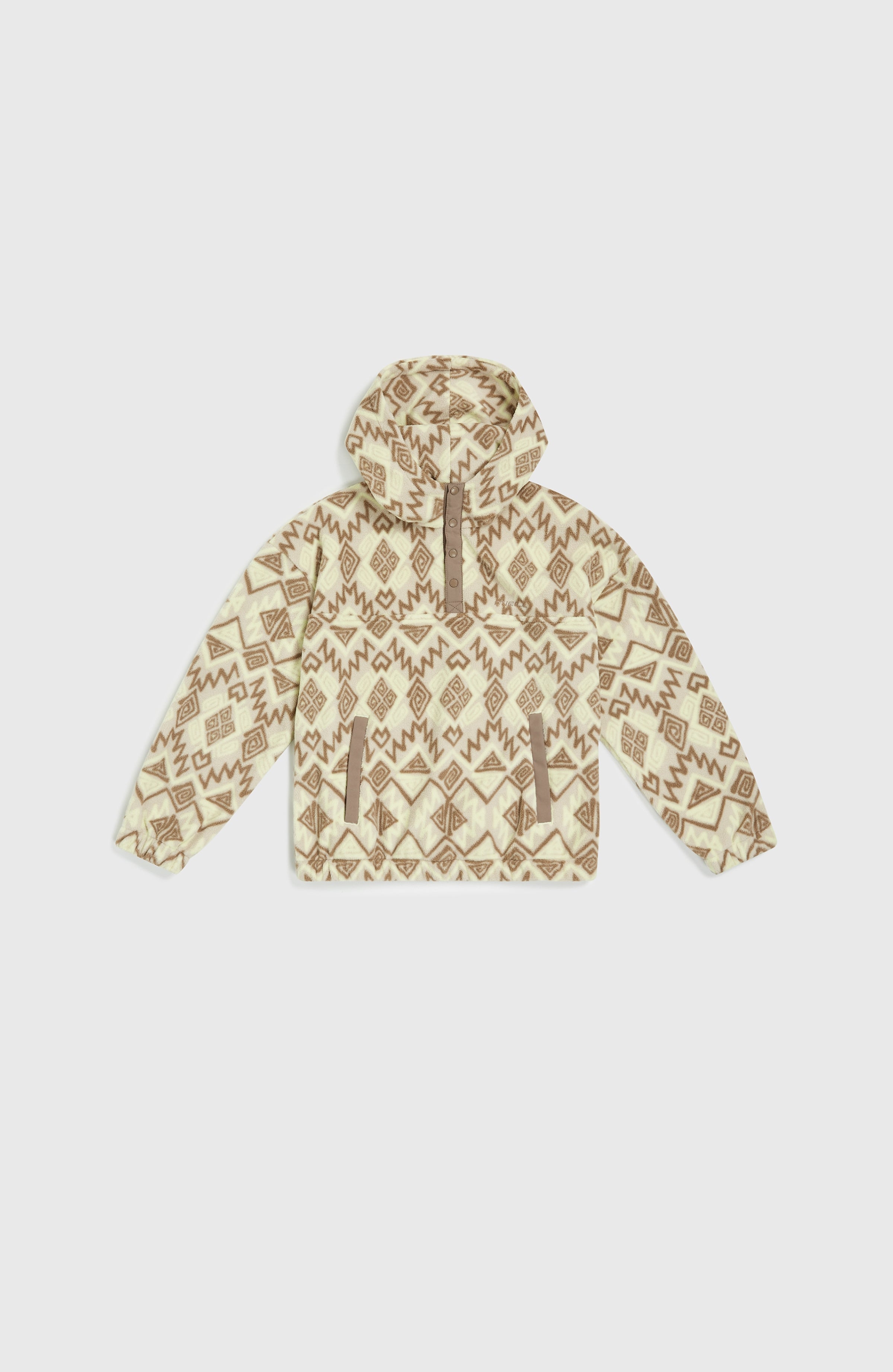 Superfleece Half-Zip Hoodie Kids - Grey Retro Ikat