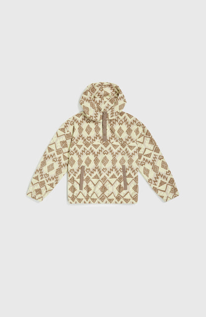 Superfleece Half-Zip Hoodie Kids - Grey Retro Ikat