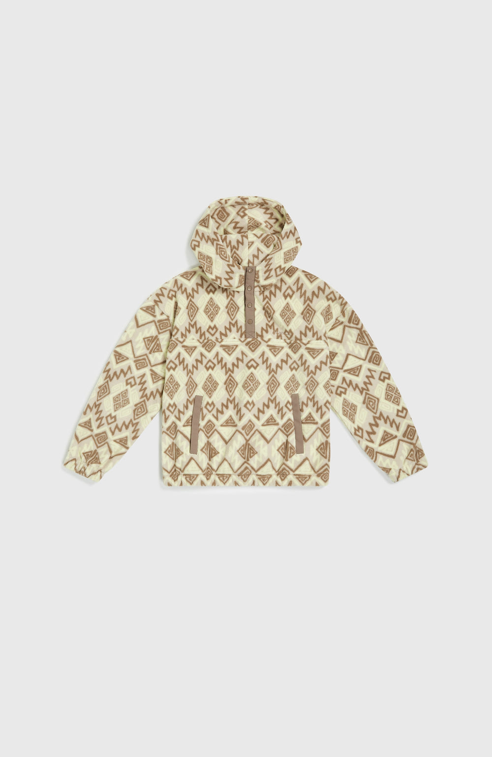 Superfleece Half-Zip Hoodie Kids - Grey Retro Ikat